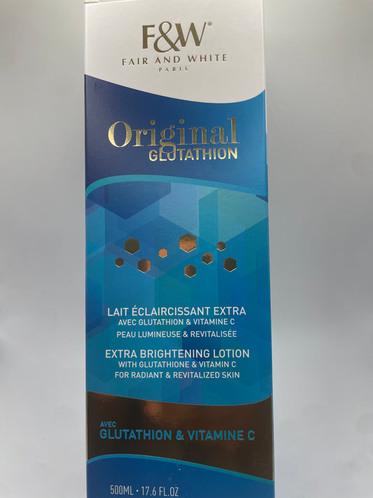 F&W®
FAIR AND WHITE
PARIS EXTRA BRIGHTENING LOTION
WITH GLUTATHIONE & VITAMIN C FOR RADIANT & REVITALIZED SKIN