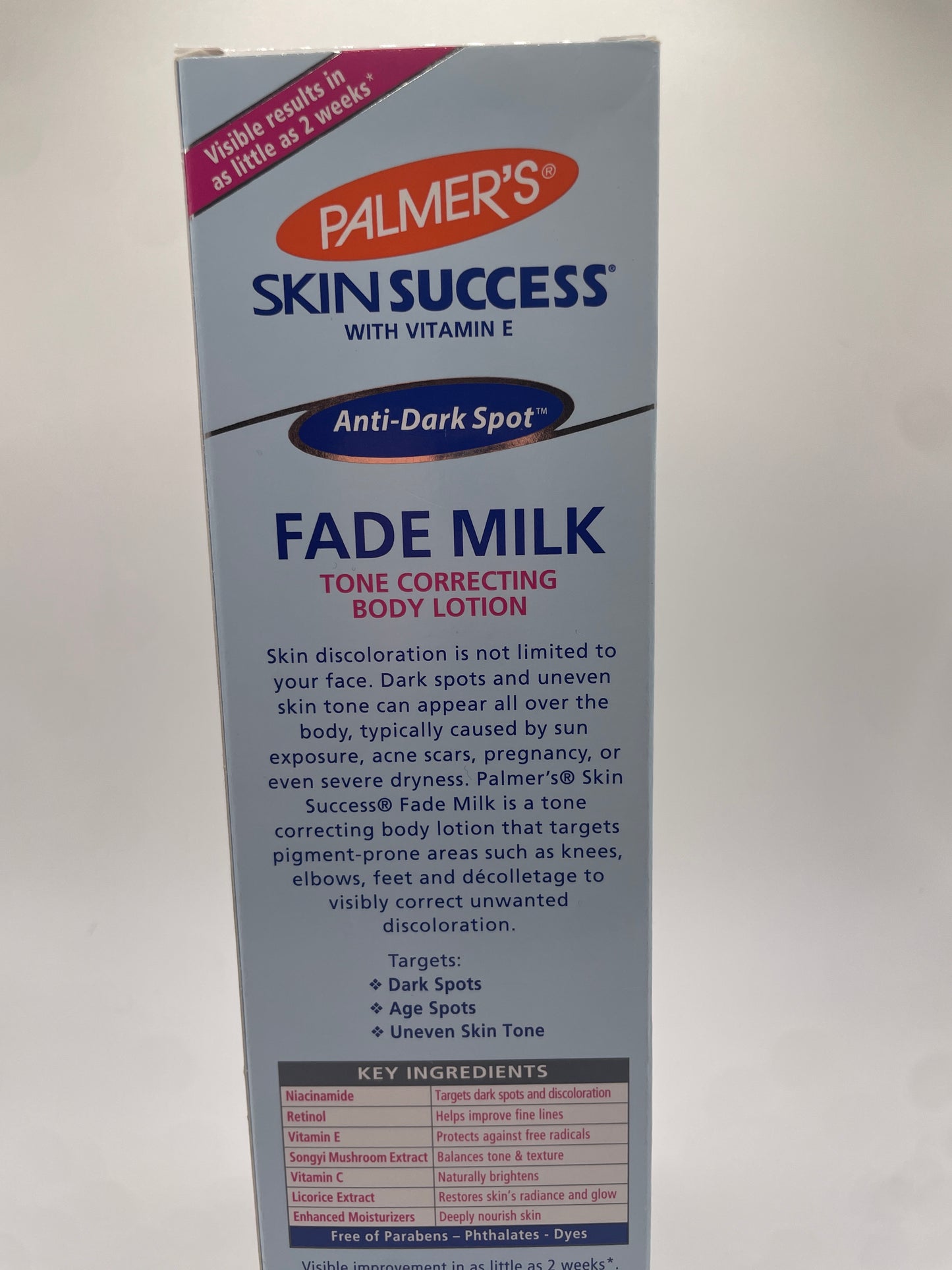 PALMERS SKIN SUCCESS FADE MILK
TONE CORRECTING
BODY LOTION