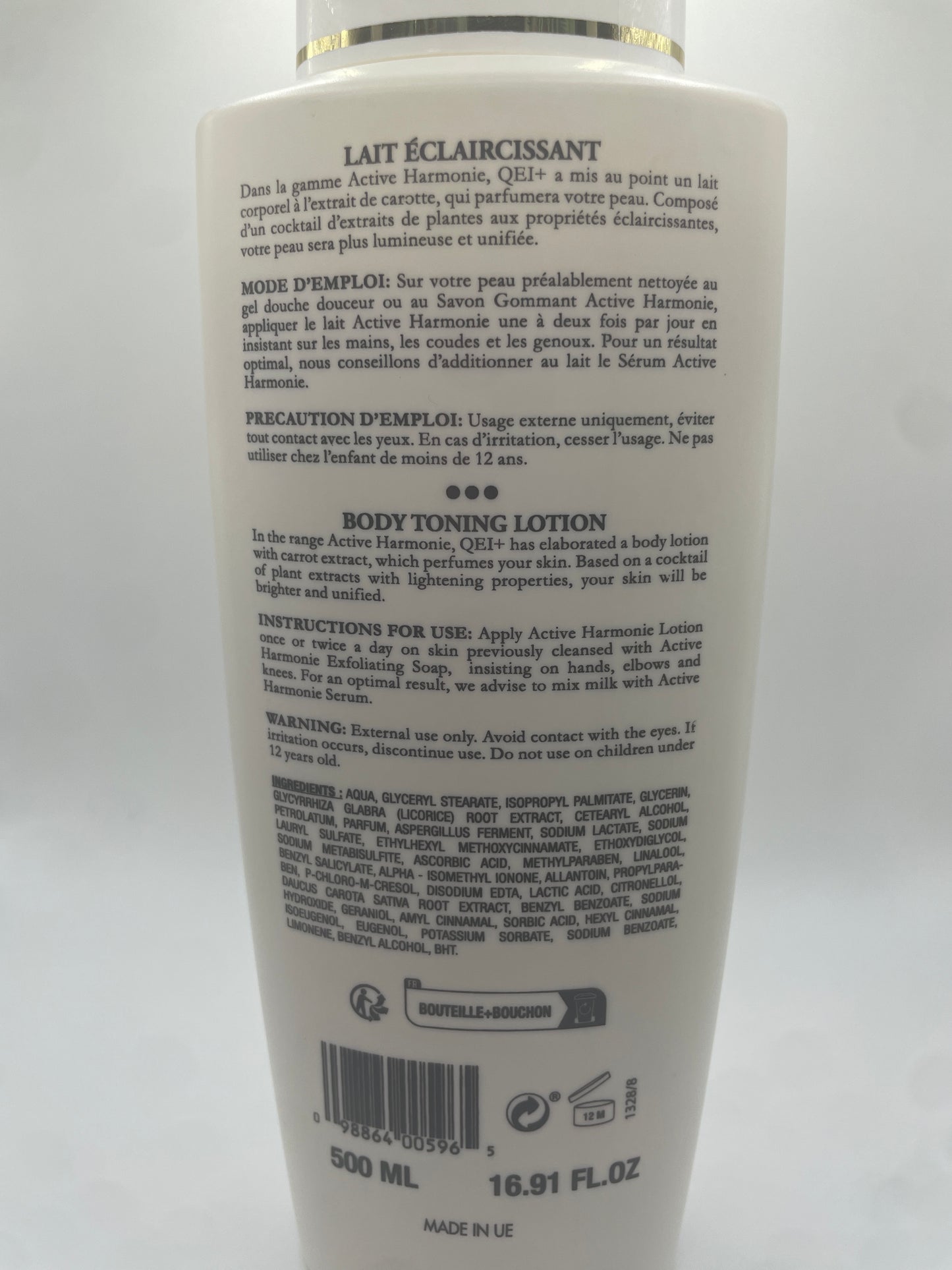QEI+
- PARIS —
Qualité Extrême Intense
Active Harmonie
Réparateur
Lait Corporel
