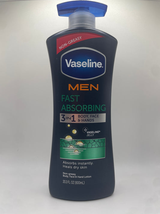 Vaseline MEN
FAST
ABSORBING
3IN1
BODY, FACE & HANDS
