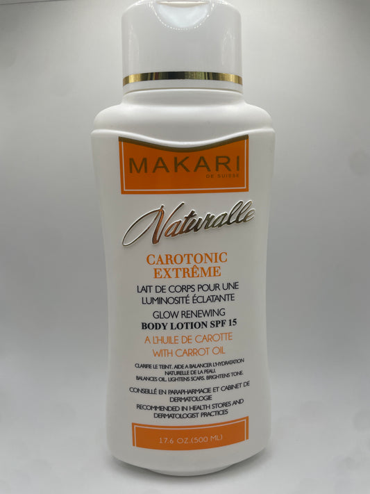 MAKARI Naterale
CAROTONIC
EXTRÊME 
GLOW RENEWING
BODY LOTION SPF 15
WITH CARROT OIL