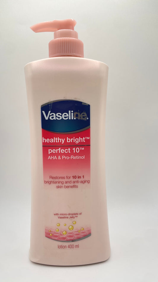 Vaseline healthy bright perfect 10
AHA & Pro-Retinol Restores for 10 in 1
brightening and anti-aging skin benefits