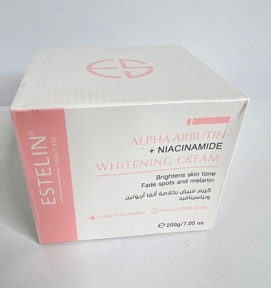 Estelin ALPHA ARBUTIN
+ NIACINAMIDE
WHITENING CREAM
Instant hydration
Brightens skin tone