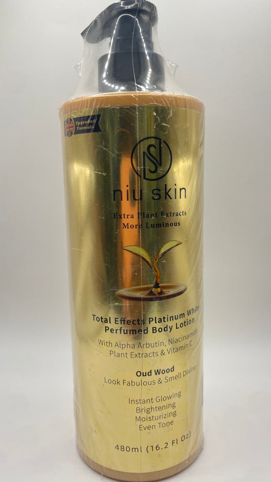niu skin Total Effects Platinum White
Perfumed- Body Lotion With Atpha Arbutin, Niacinamide
Plant Extracts & Vitamin