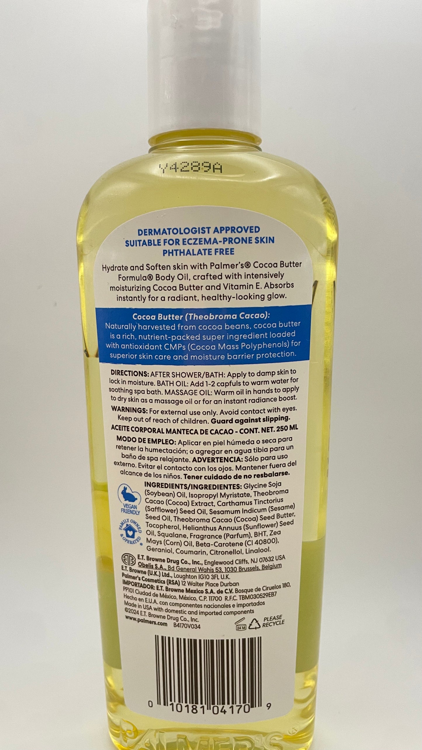 Palmers Cocoa Butter. (Moisturizes Softens Body Oil)