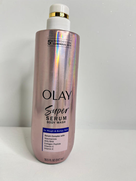 Olay Super Serum Body Wash for Rough & Bumpy Skin Serum Complex with:
Niacinamide
AHA/BHA
Collagen Peptide
Vitamin C
Vitamin E