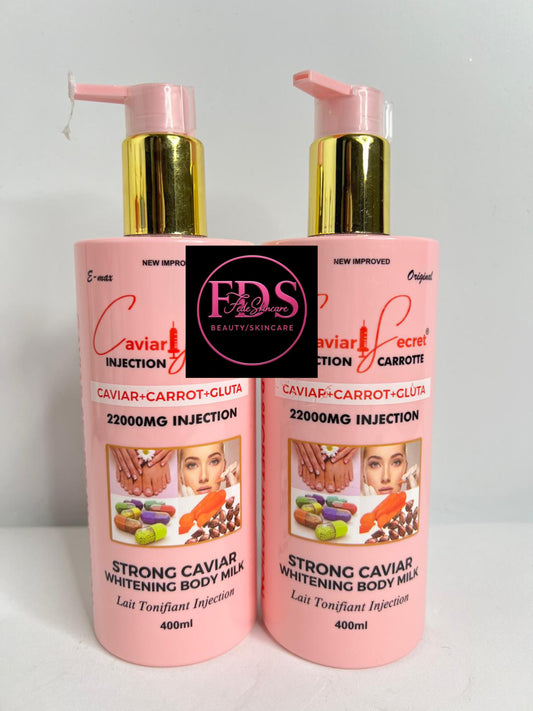 Caviar Secret Injection Carrotte.   Caviar +Carrot +Gluta 22000mg Injection Strong Whitening Body Milk.